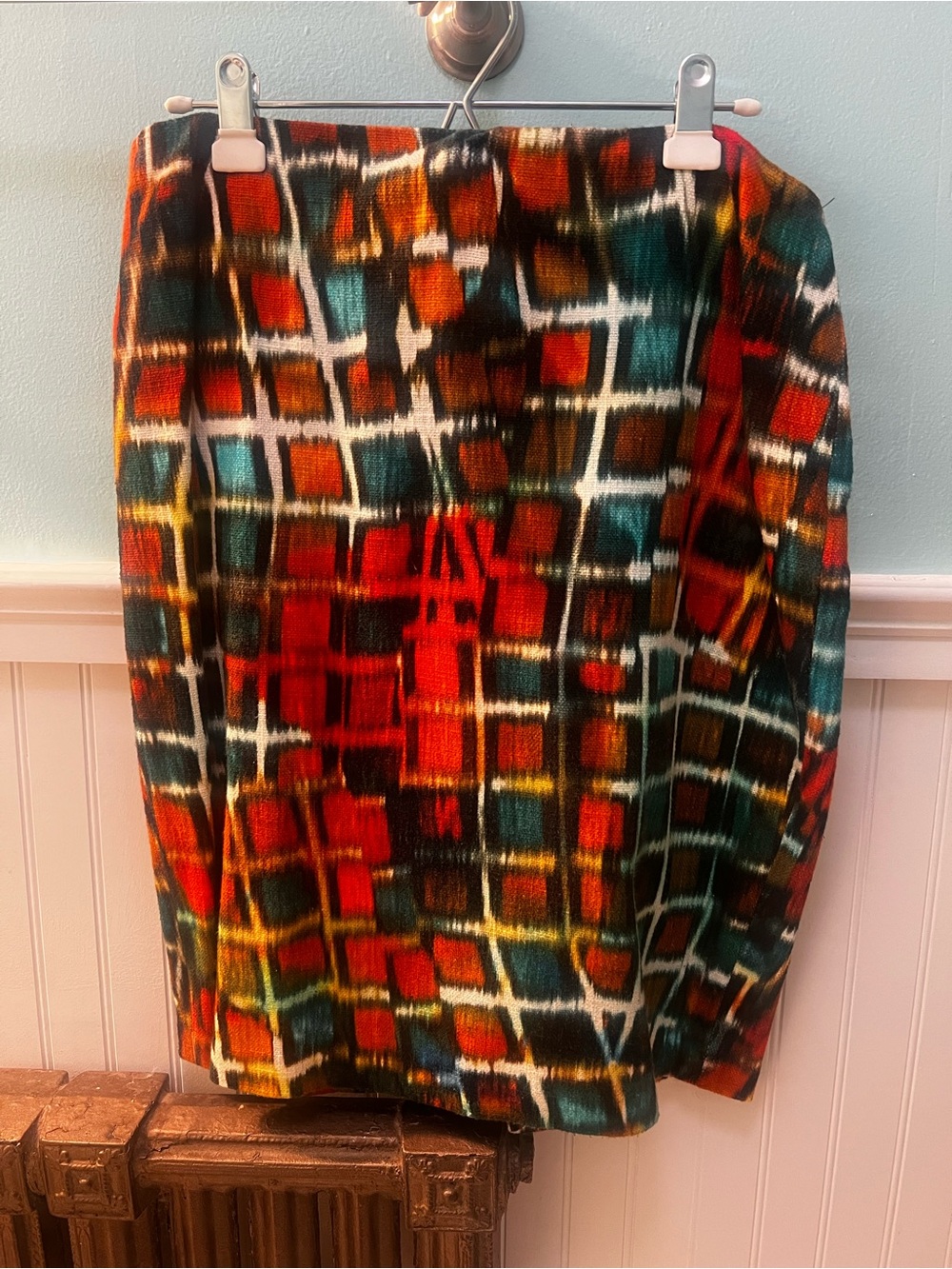 Lafayette 148 New York Multicolor Abstract Grid Pencil Skirt